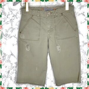 ⭐️ Old Navy Earth Tone Green Y2K Distressed Bermuda Shorts Girls 14